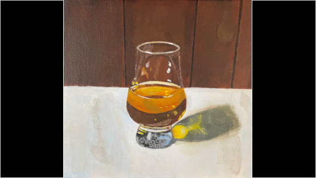 "Jack in Glen", Acrylic on canvas, 8" x 8", January, 2023.