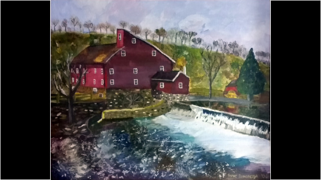 "The mill at Clinton, NJ"
Acrylic on canvas
14" x 20"
Spring, 2006 The mill at Clinton, NJ