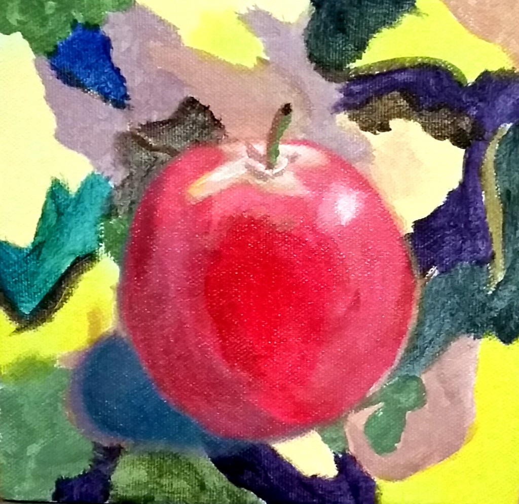 Apple on psychedelic background